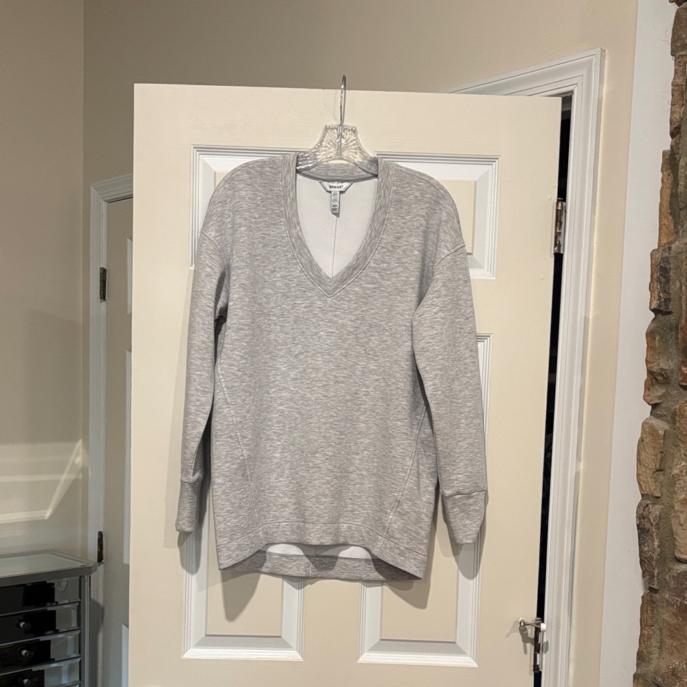 SPANX Light Gray V-Neck Sweater